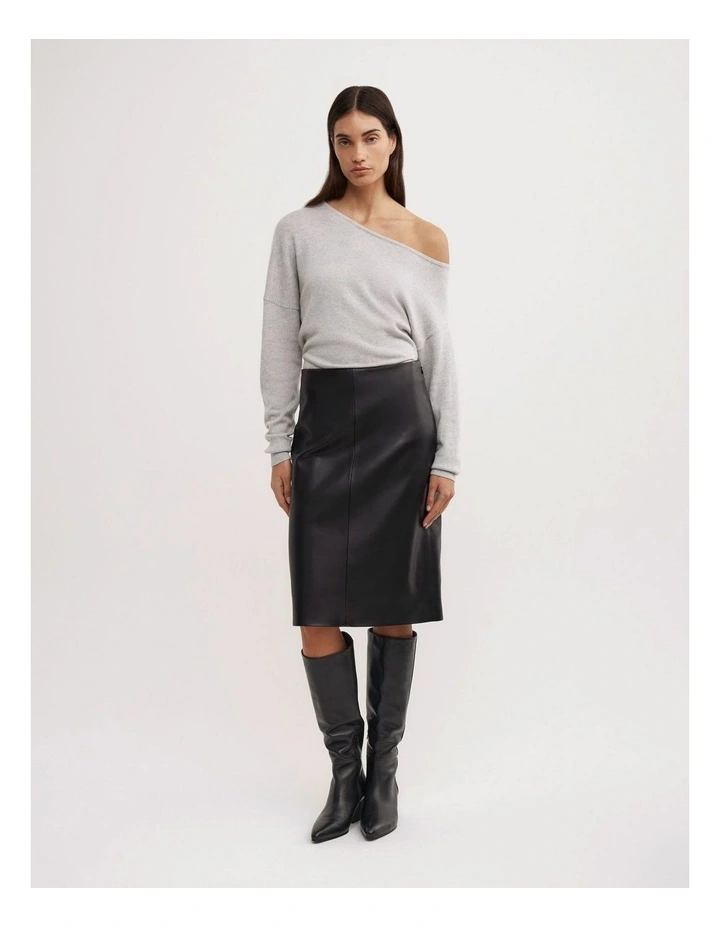 One Shoulder Knit in Light Grey Marle image 2