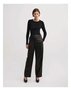 Pu Barrel Trousers in Black