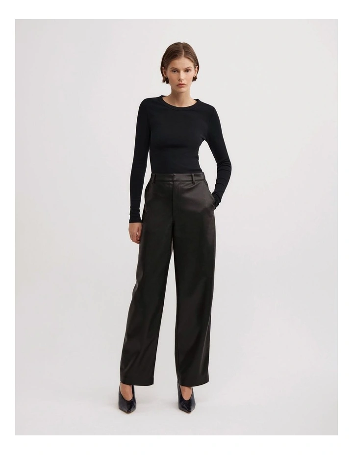 Pu Barrel Trousers in Black image 1