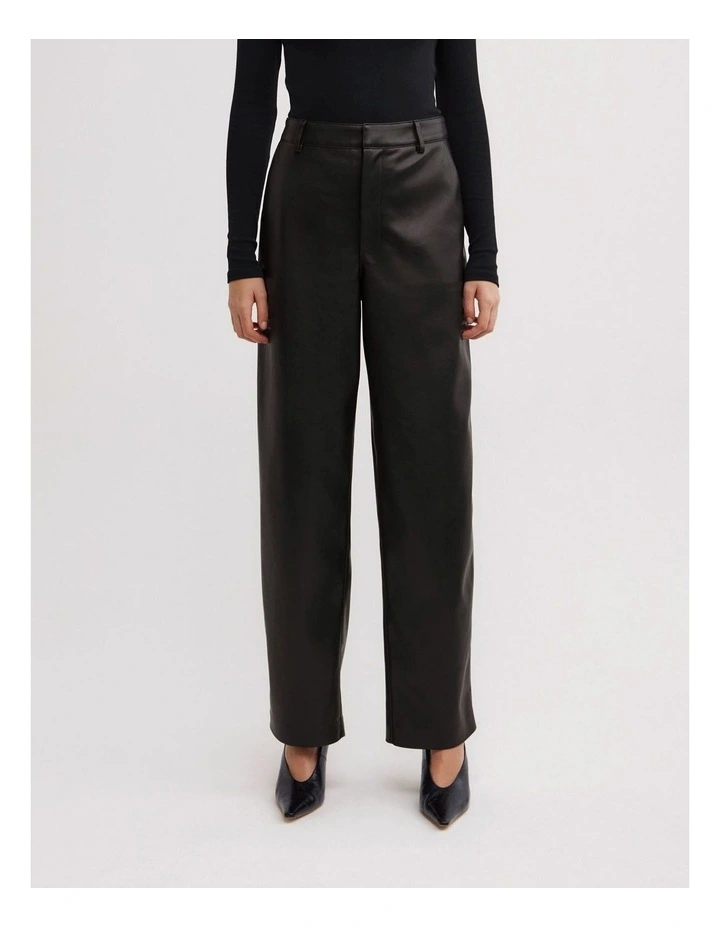 Pu Barrel Trousers in Black image 2
