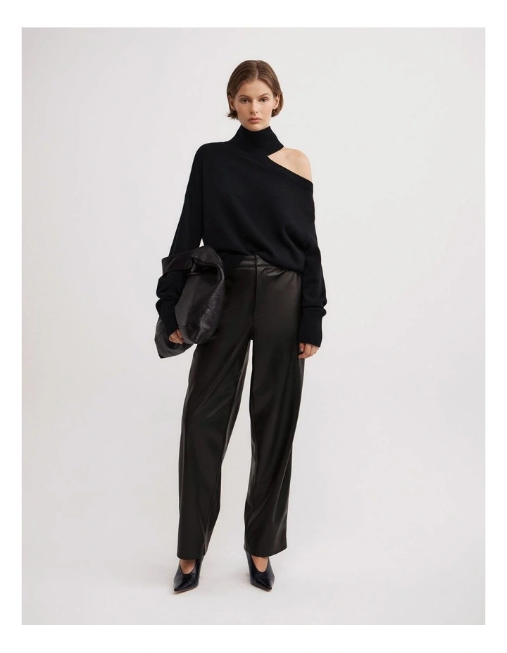 Pu Barrel Trousers in Black image 4