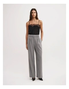 Soft Pleat Trouser in Light Grey Marle