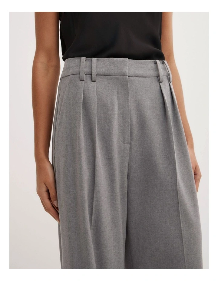 Soft Pleat Trouser in Light Grey Marle image 4