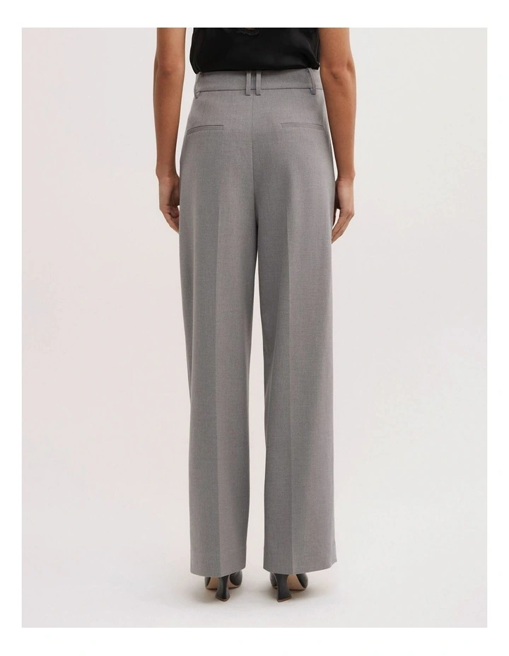 Soft Pleat Trouser in Light Grey Marle image 5