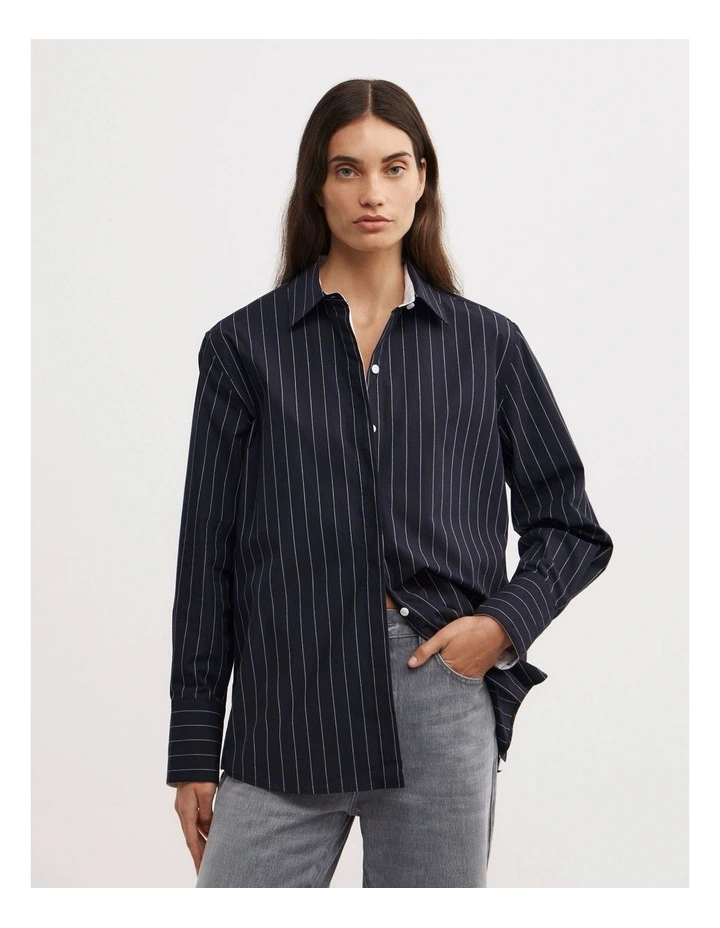 Pinstripe Shirt in Navy Pinstripe image 1