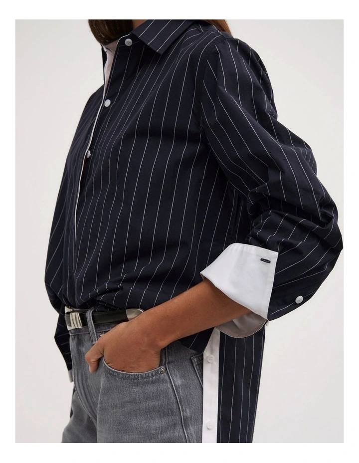 Pinstripe Shirt in Navy Pinstripe image 3