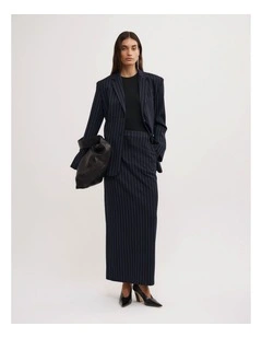 Maxi Pinstripe Skirt in Navy Pinstripe
