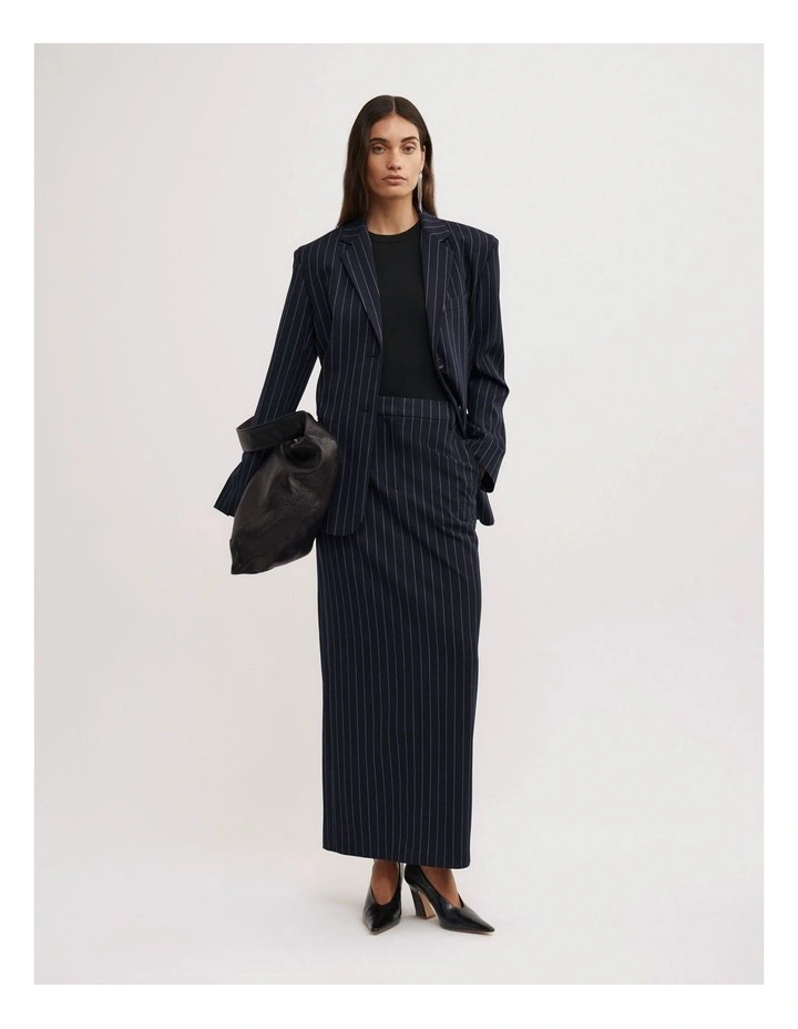 Maxi Pinstripe Skirt in Navy Pinstripe image 1