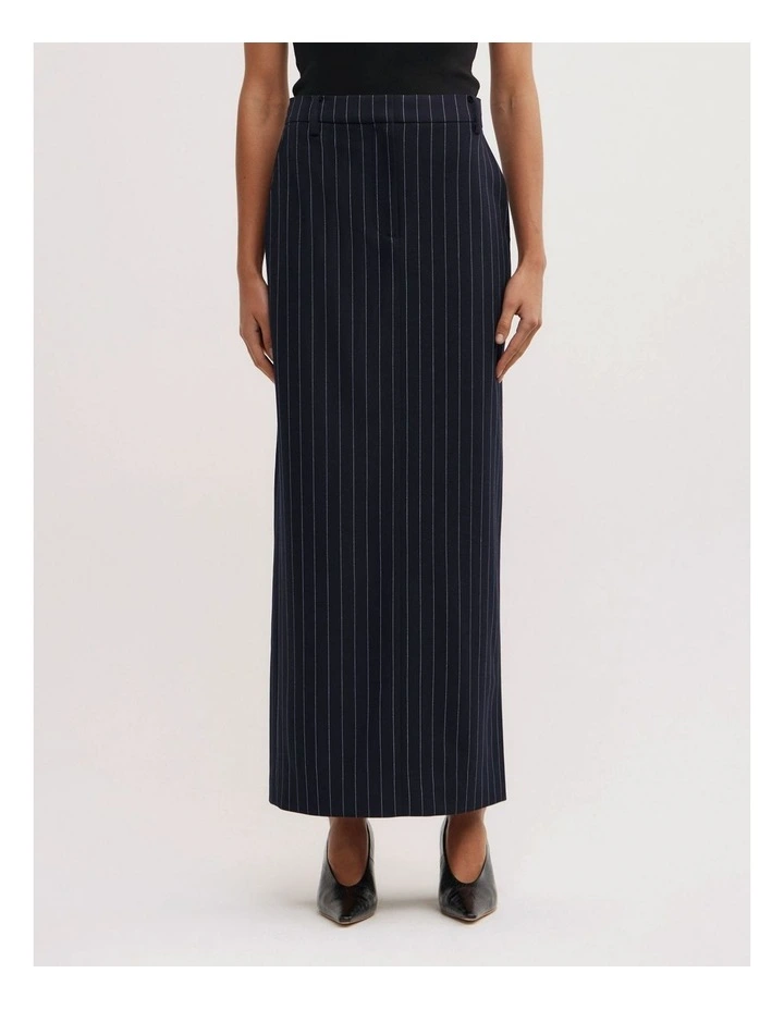 Maxi Pinstripe Skirt in Navy Pinstripe image 2
