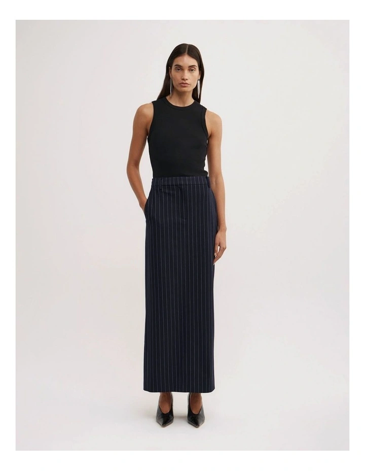 Maxi Pinstripe Skirt in Navy Pinstripe image 3