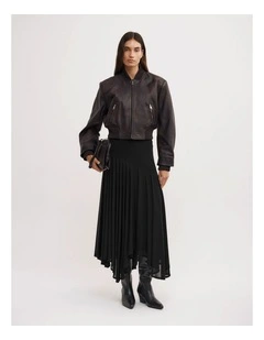 Asymmetric Drape Skirt in Black