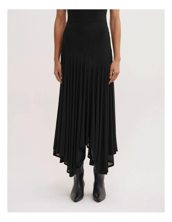 Asymmetric Drape Skirt in Black image 2