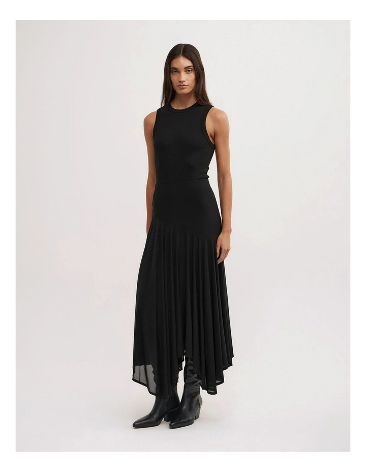 Asymmetric Drape Skirt in Black image 3