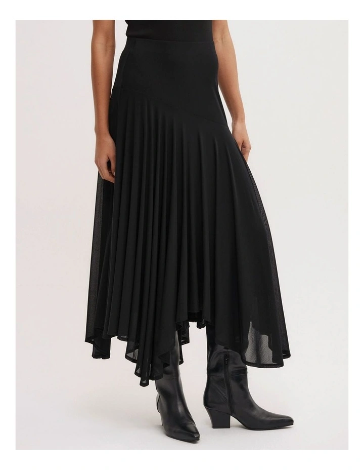 Asymmetric Drape Skirt in Black image 4