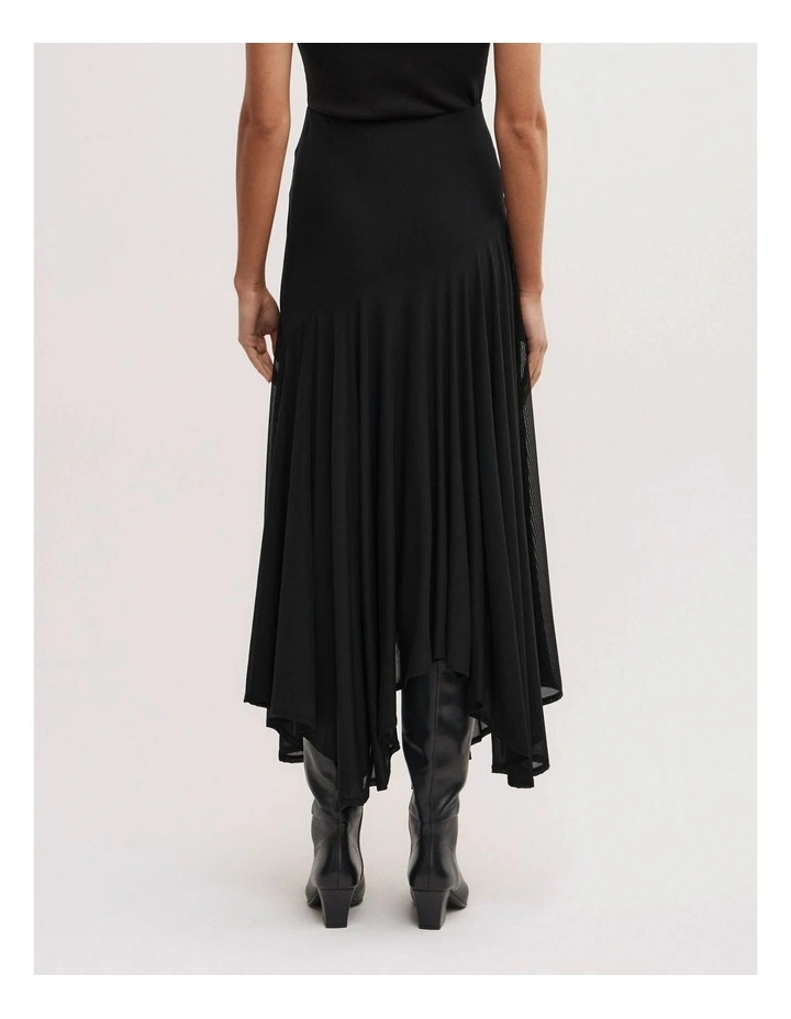 Asymmetric Drape Skirt in Black image 5