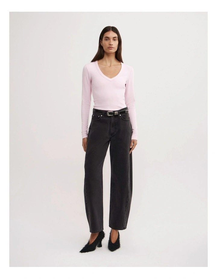 V-neck Long Sleeve Top in Ballet image 2