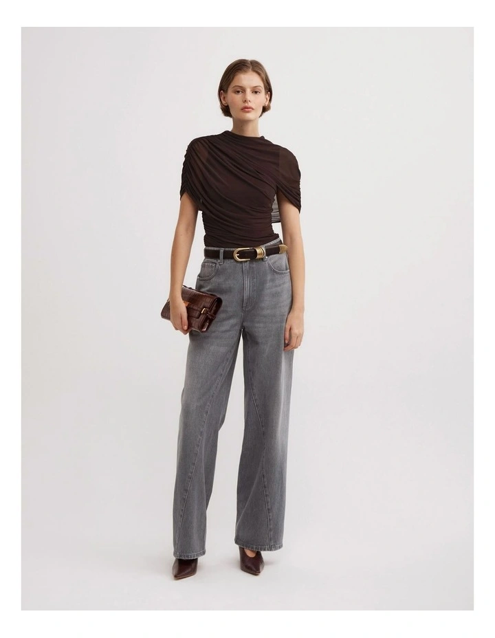 Mesh Cape Top in Espresso image 2