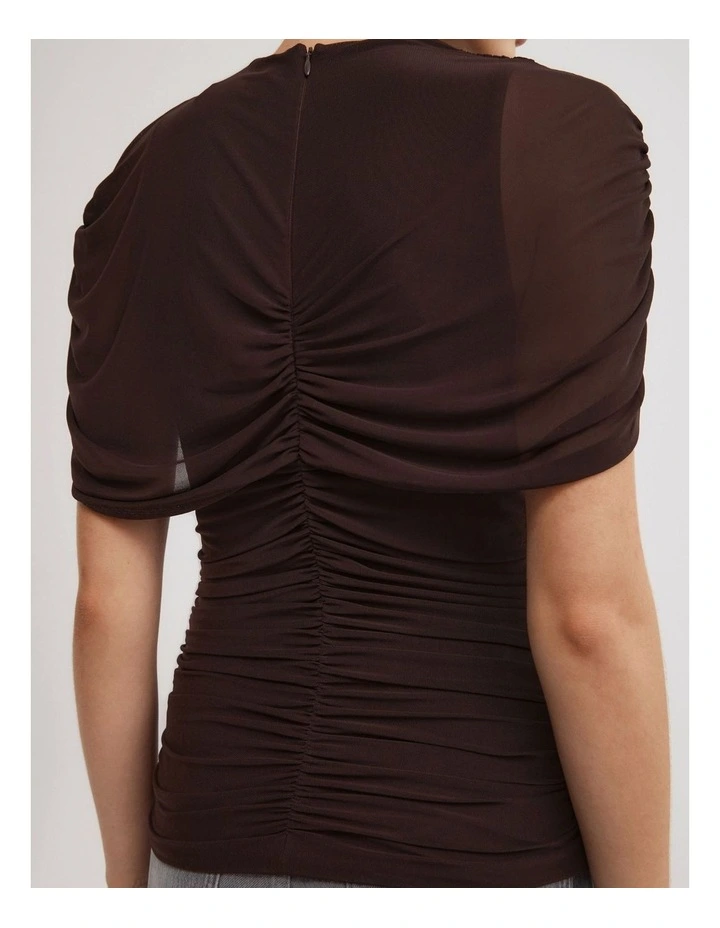 Mesh Cape Top in Espresso image 4