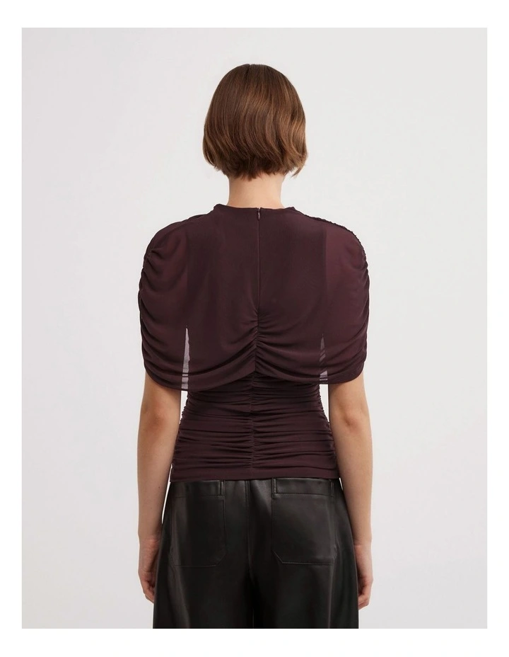 Mesh Cape Top in Plum image 5