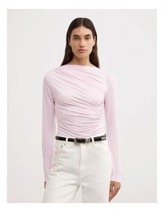 Draped Jersey Long Sleeve Top in Ballet