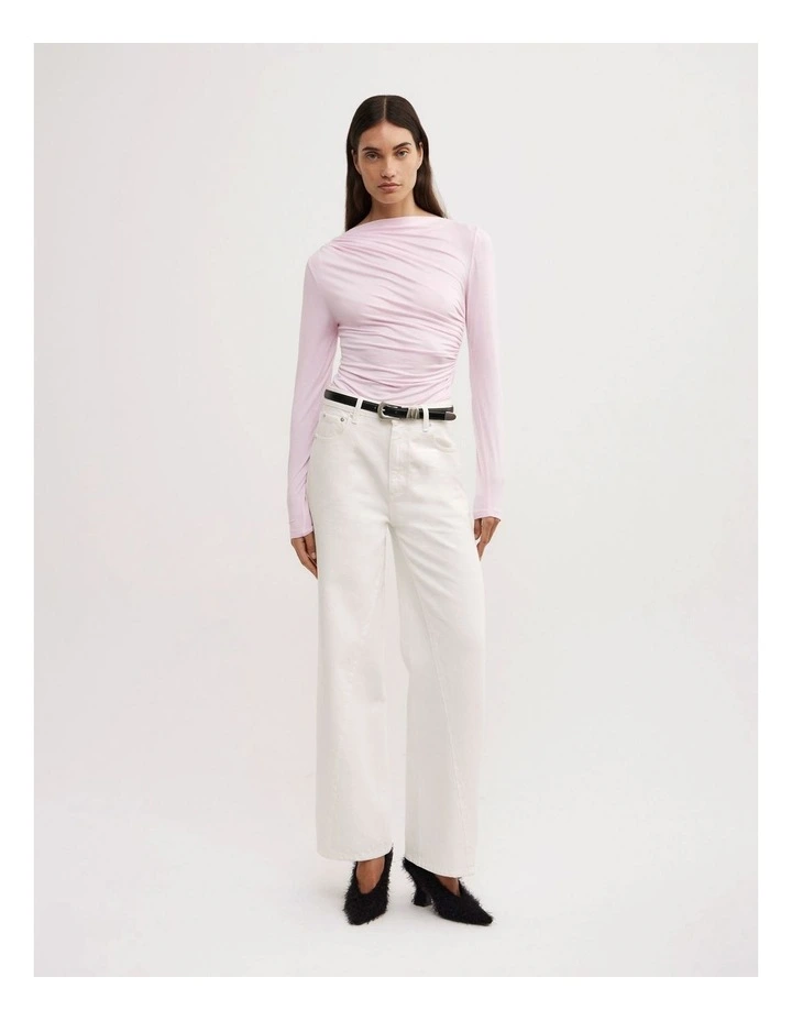 Draped Jersey Long Sleeve Top in Ballet image 2