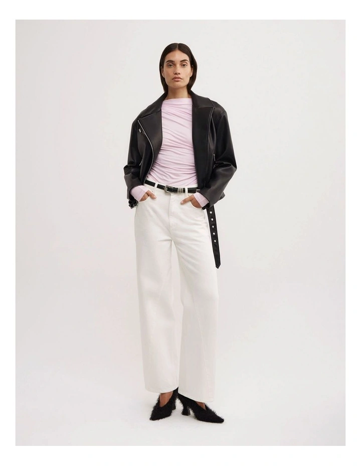 Draped Jersey Long Sleeve Top in Ballet image 4