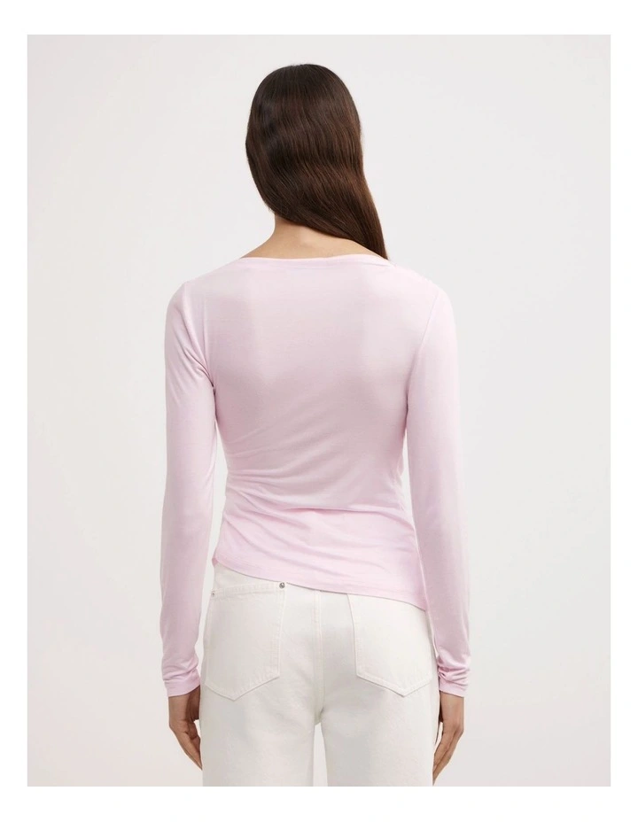 Draped Jersey Long Sleeve Top in Ballet image 5