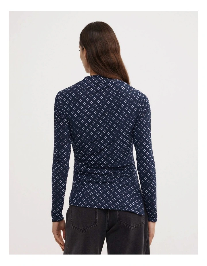 Asymmetric Mesh Long Sleeve Top in Halo Geo image 4