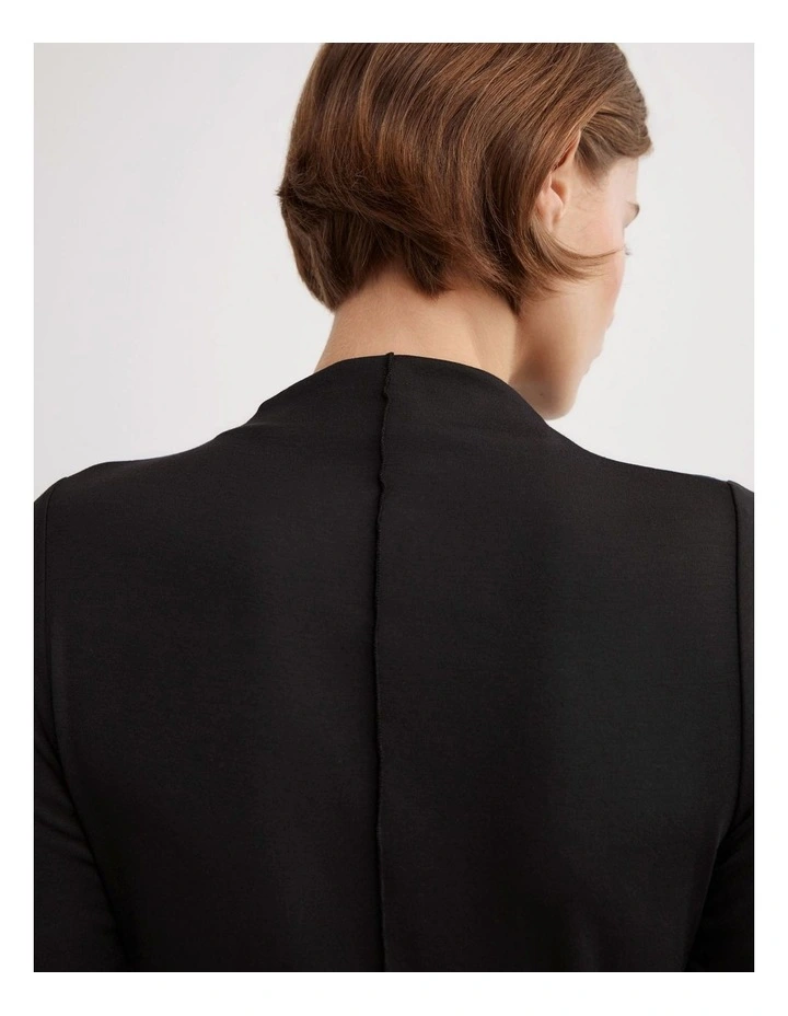 Mock Neck Jersey Top in Black image 4