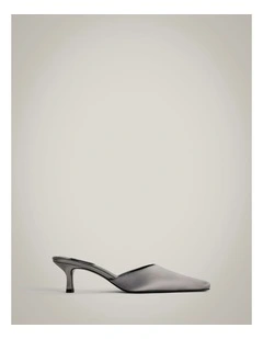 Ash Satin Mules in Charcoal