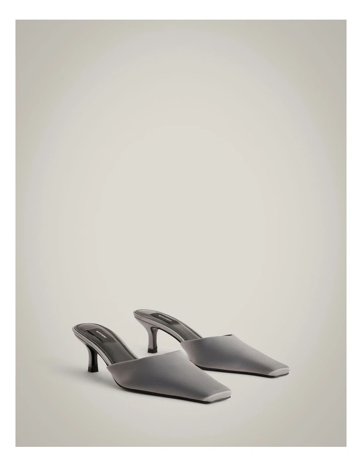 Ash Satin Mules in Charcoal image 3