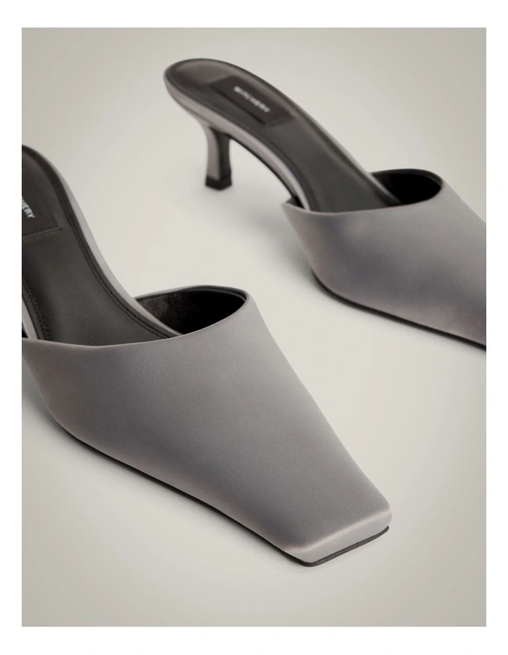 Ash Satin Mules in Charcoal image 4