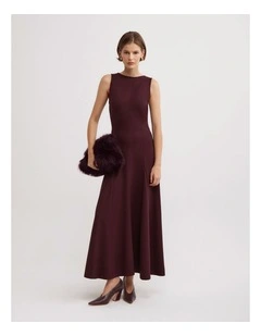 Jersey Panel Dress in Wine