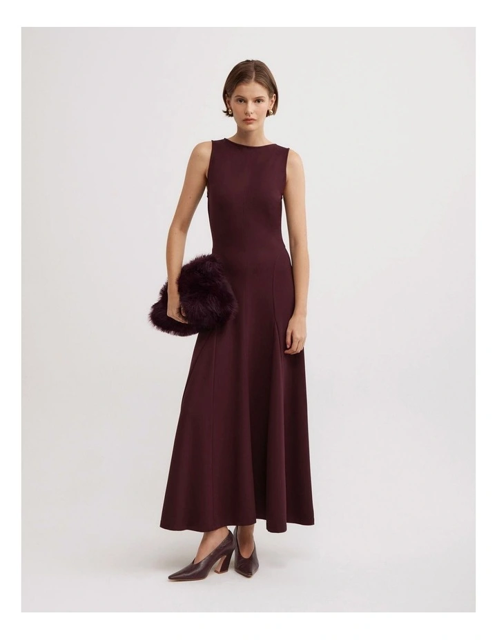 Jersey Panel Dress in Wine image 1