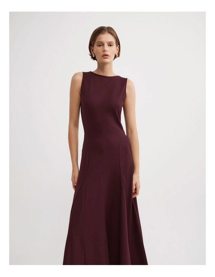 Jersey Panel Dress in Wine image 2