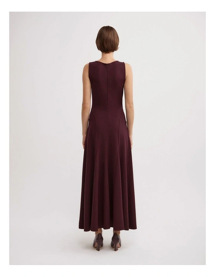 Jersey Panel Dress in Wine image 4
