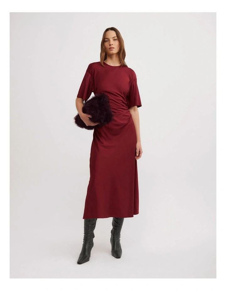 Tuck Waist Dress in Oxblood image 1
