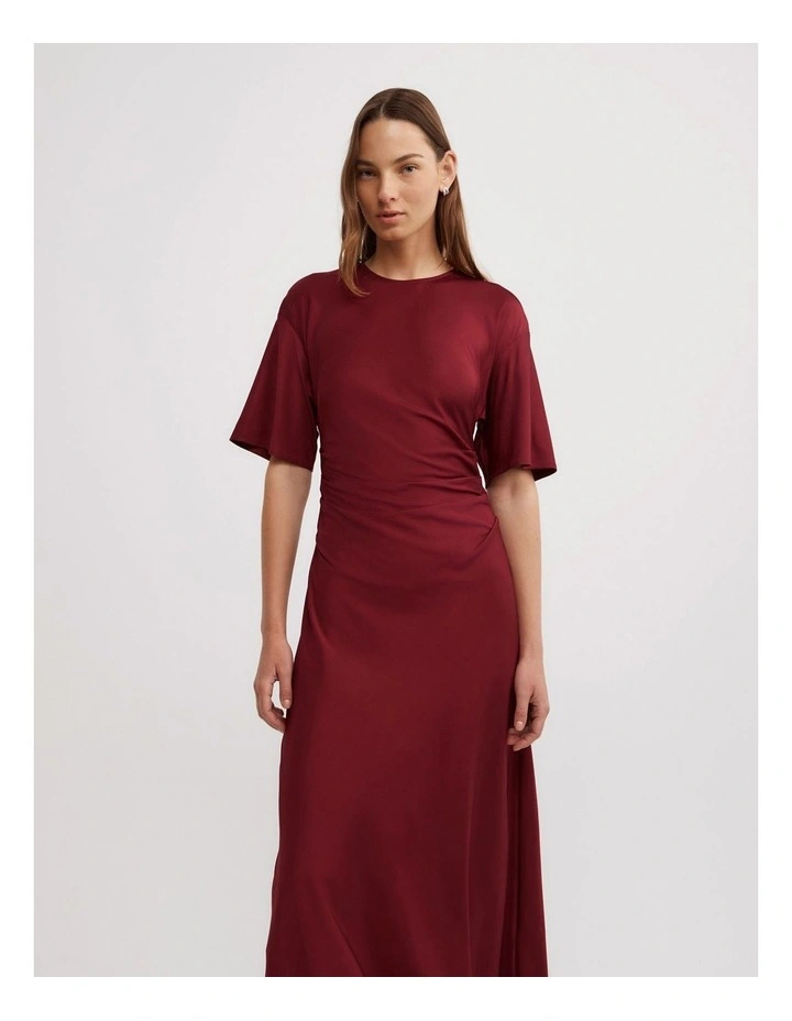 Tuck Waist Dress in Oxblood image 2