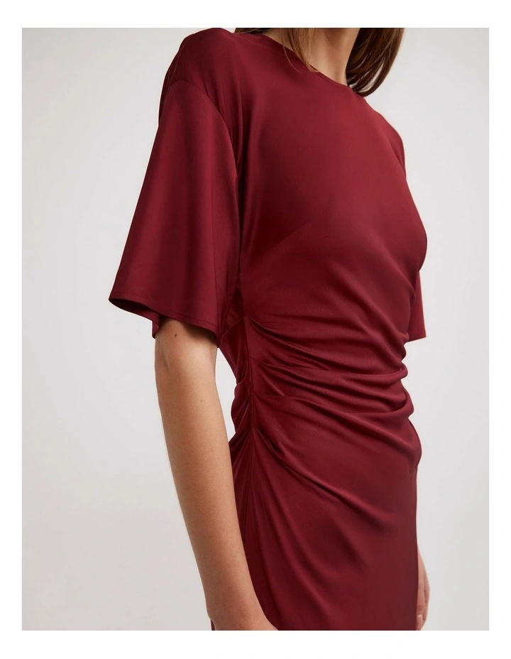 Tuck Waist Dress in Oxblood image 3