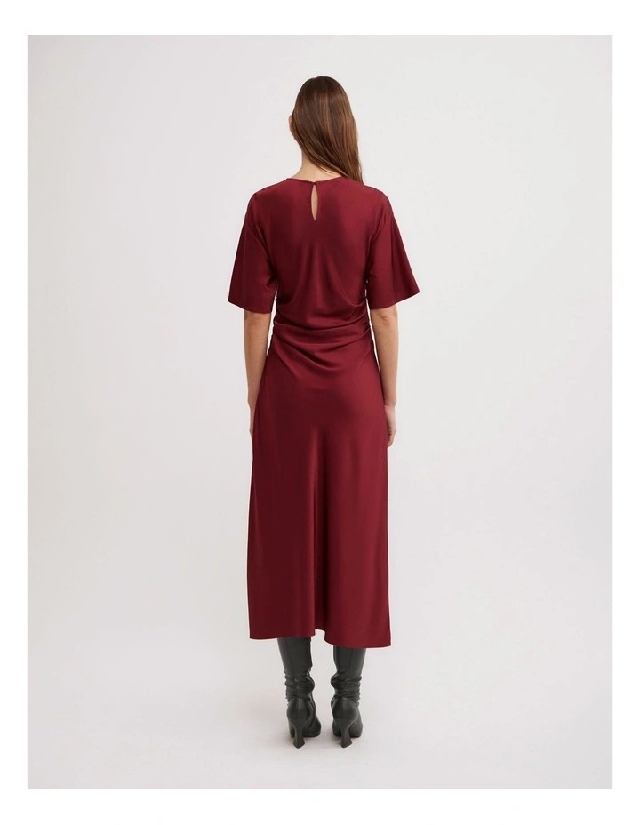 Tuck Waist Dress in Oxblood image 4