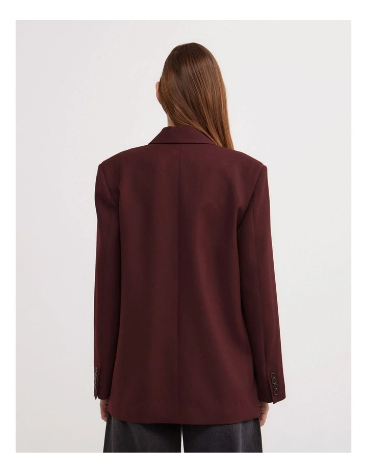 Piped Pocket Blazer in Wine image 4