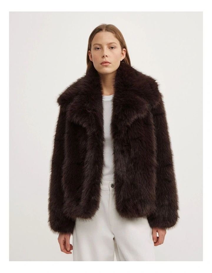 Faux Fur Jacket in Espresso image 1