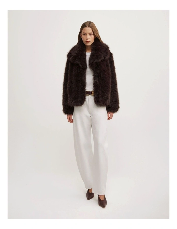 Faux Fur Jacket in Espresso image 3