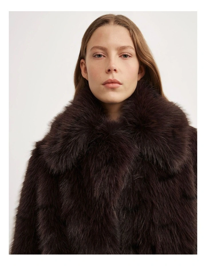 Faux Fur Jacket in Espresso image 4