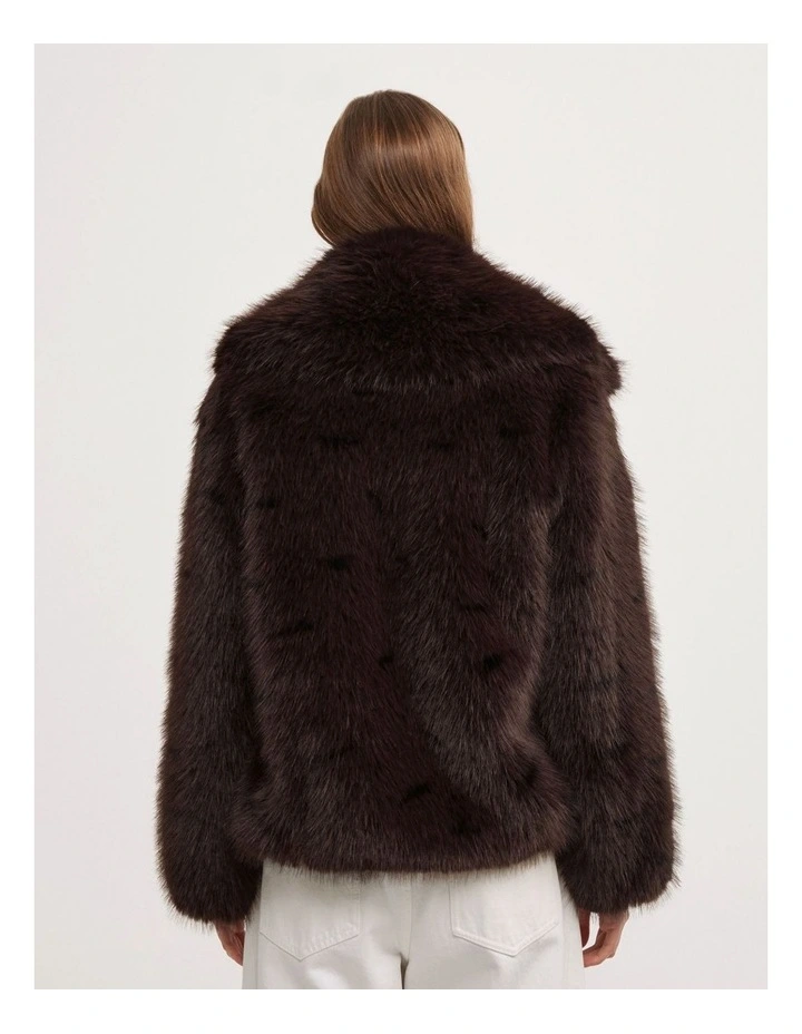 Faux Fur Jacket in Espresso image 5
