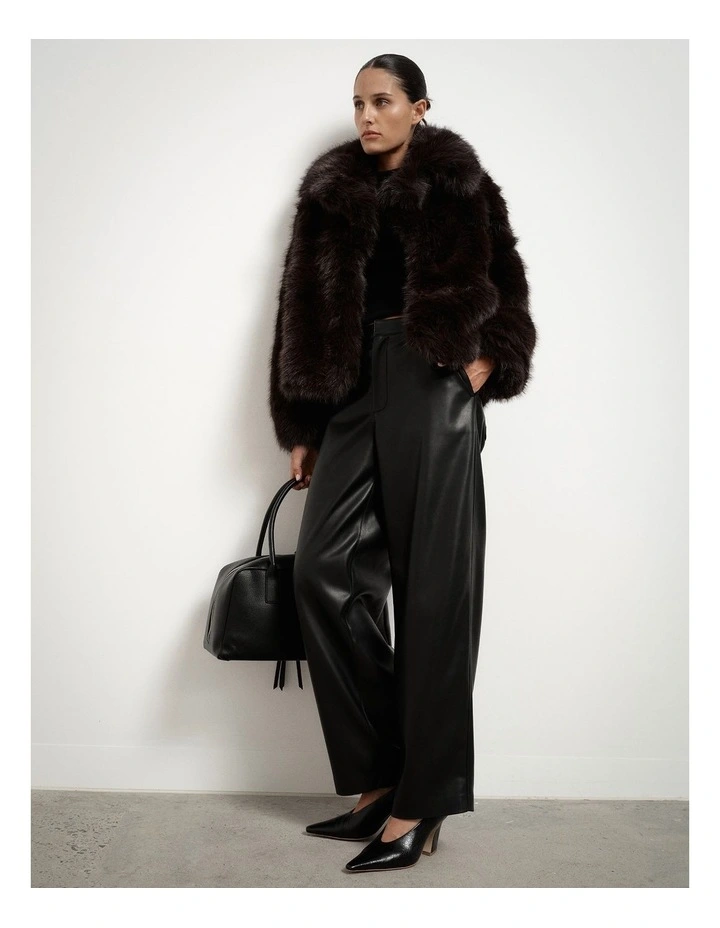 Faux Fur Jacket in Espresso image 6