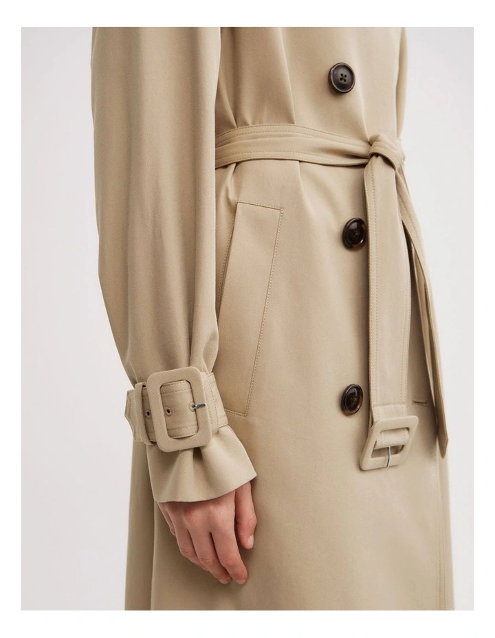 Funnel Collar Trench Coat in Sandstone image 4