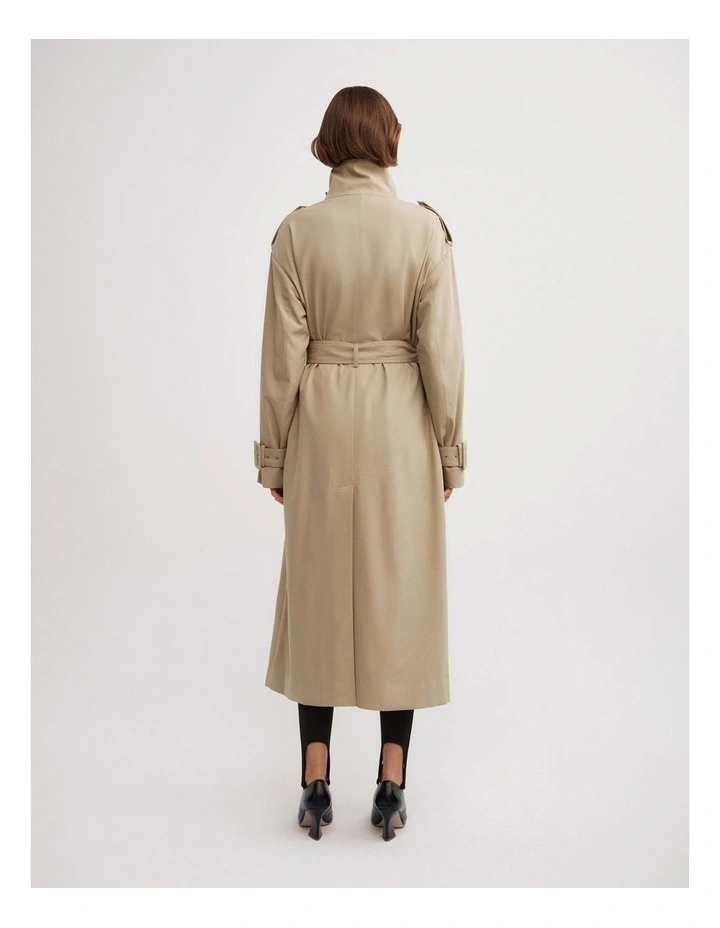 Funnel Collar Trench Coat in Sandstone image 5