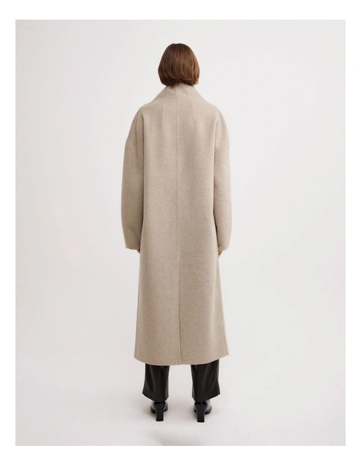 Funnel Wrap Neck Coat in Oat Marle image 5