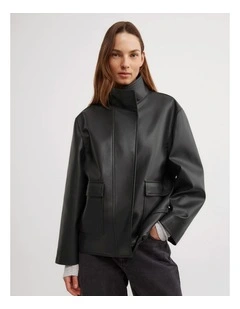 Boxy Biker Jacket in Black